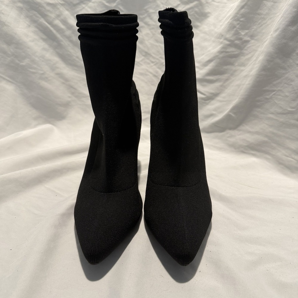 MIA Black Sock Stretch Stiletto Ankle Boots‎ Pointed Toe Women's Size 9